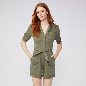 PAIGE Mayslie Shortsleeve Romper (Vintage Ivy Green) EUC